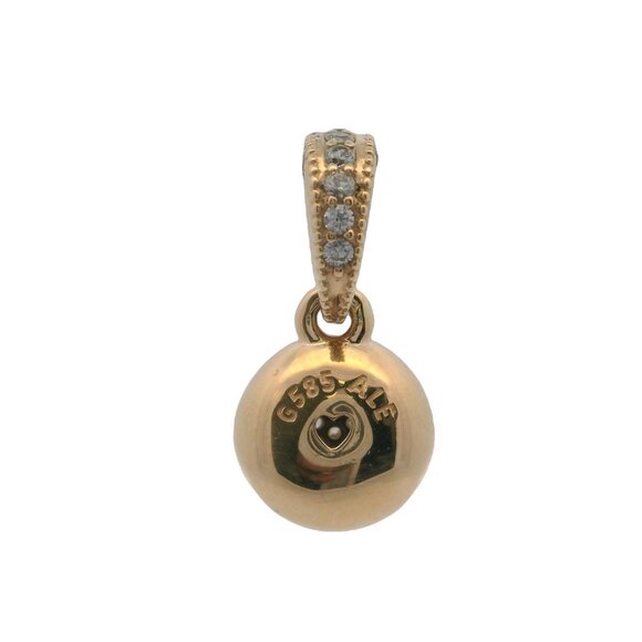 Pandora Retired 14kt Yellow Gold CZ Cubic Zirconia Dazzling Droplet Dangle Charm - Picture 4 of 4
